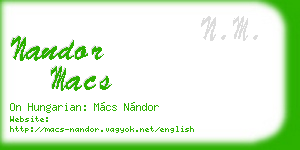 nandor macs business card