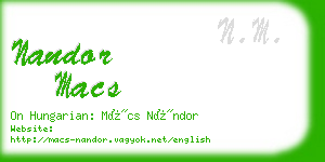 nandor macs business card